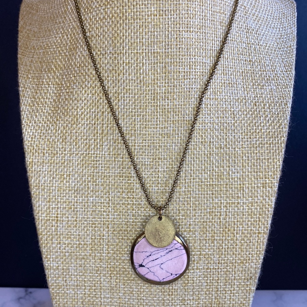 ZAD Pink Stone Pendant Necklace